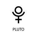Pluto icon. Planet symbol. Vector black sign on white. Astrological calendar. Jyotisha. Hinduism, Indian or Vedic