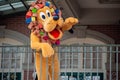 Pluto waving from the balcony at Walt Disney World Railroad in Halloween season at Magic Kingdom 7. Royalty Free Stock Photo