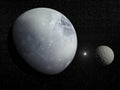 Pluton, Charon and Polaris star - 3D render Royalty Free Stock Photo