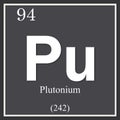 Plutonium chemical element, dark square symbol Royalty Free Stock Photo