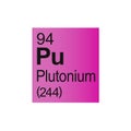 Plutonium chemical element of Mendeleev Periodic Table on pink background. Royalty Free Stock Photo