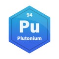 Plutonium chemical element tile. Atomic number 94. Pu chemical sign. Blue purple Vector hexagon. Royalty Free Stock Photo