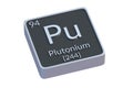 Plutonium Pu chemical element of periodic table isolated on white background. Metallic symbol of chemistry element Royalty Free Stock Photo