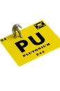 Plutonium symbol miniature man chemical suit Royalty Free Stock Photo