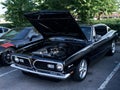 Plymouth Barracuda with Engine Displayed Royalty Free Stock Photo