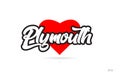 plymouth city design typography with red heart icon logo