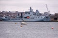 Her Majesty`s Naval Base Devonport England seen from the river Tamar Royalty Free Stock Photo