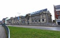 Plymouth England. Refurbished museum facade and modern Box archive depository