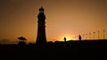 Plymouth lighthouse at sunset Royalty Free Stock Photo