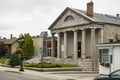 Facade of historic museum for the pilgrims landing in Plymouth with the Mayflower