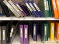 Colorful D-ring binders for sale at the back-to-school section at a Target Store