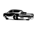 plymouth roadrunner 1970 silhouette design vector. isolated white background shown from the side.