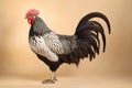 Plymouth Rock Rooster Isolated on Brown Background, Generative AI