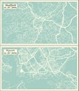 Plymouth and Sheffield Great Britain United Kingdom City Maps Set in Retro Style