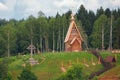 Wooden Church of the Resurrection on the mountain of Levitan. Royalty Free Stock Photo