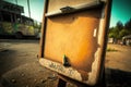 Old plywood note board with frame, Generative AI Royalty Free Stock Photo