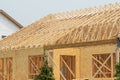 plywood house rafters roof wooden house framework Royalty Free Stock Photo