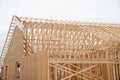 plywood house rafters roof wooden house framework building site board Royalty Free Stock Photo