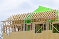 plywood house rafters roof wooden house framework Royalty Free Stock Photo