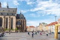 Plzen Pilsen, Czech Republic - May 05, 2022: People on main square of old town