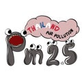 pm 2.5, Pm 2.5 cartoon on white background.