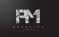 PM P L Letter Logo with Zebra Lines Texture Design Vector.