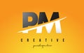 PM P L Letter Modern Logo Design with Yellow Background and Swoosh.