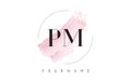 PM P L Watercolor Letter Logo Design with Circular Brush Pattern