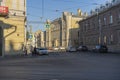 20/03/2022 16:54 PM Russia Saint Petersburg streets, intersection of Sadovo and Engineer streets. Old city. Pedestrians, car