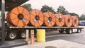 AM PM Truck stop and convenience store side view large orange cable load