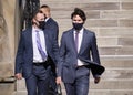 PM Trudeau walking to conference