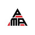 PMA triangle letter logo design with triangle shape. PMA triangle logo design monogram. PMA triangle vector logo template with red