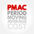 PMAC Period Moving Average Cost - total cost of the items purchased divided by the number of items in stock, acronym text concept