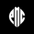 PMC circle letter logo design with circle and ellipse shape. PMC ellipse letters with typographic style. The three initials form a Royalty Free Stock Photo