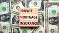 PMI private mortgage insurance symbol. Concept words PMI private mortgage insurance on blocks on a beautiful background from