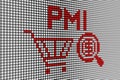 PMI text scoreboard blurred background