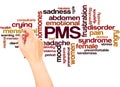 PMS word cloud hand writing concept