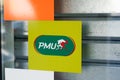 PMU logo brand and text sign store french agency for horses race bet sport