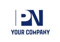 PN Negative Space Square Swoosh Letter Logo Royalty Free Stock Photo