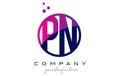 PN P N Circle Letter Logo Design with Purple Dots Bubbles