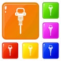 Pneumatic hammer icons set vector color Royalty Free Stock Photo