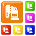 Pneumatic hammer machine icons set vector color Royalty Free Stock Photo