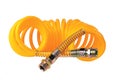 pneumatic hose of a truck for supplying compressed air from a tractor to a trailer, car accessories, car parts, yellow color