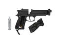 Pneumatic pistol for sports and entertainment. Airsoft guns. Isolate on a white back