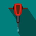 Pneumatic plugger hammer icon, flat style