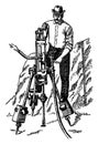 Pneumatic Rock Drill, vintage illustration