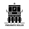pneumatic roller icon, black vector sign with editable strokes, concept illustration