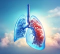 Pneumonia, an ailment impacting lungs, inflames bronchi, alveoli, and trachea. Concept illustration