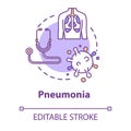 Pneumonia concept icon. Lung inflammation. Disease diagnosis. Respiratory illness. Bronchi, trachea. Healthcare idea