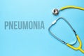 pneumonia diagnosis concept on medical tablet with documents with stethoscope Royalty Free Stock Photo